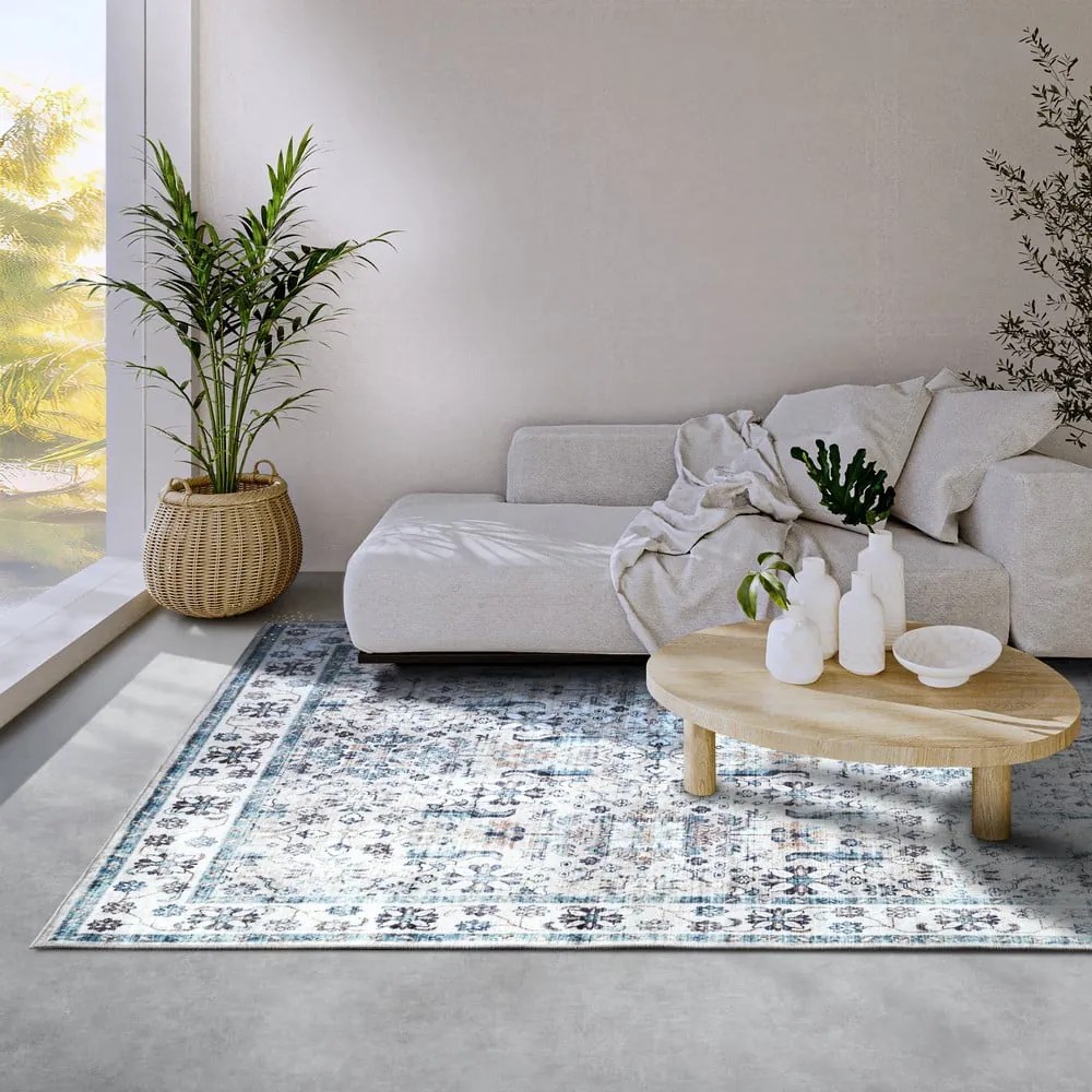 Светлосин килим 200x290 cm Saveh Cream Blue – Elle Decoration