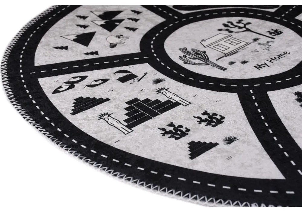 Черно-бяло детско килимче за игра подходящо за пране ø120 cm My Home – Vitaus