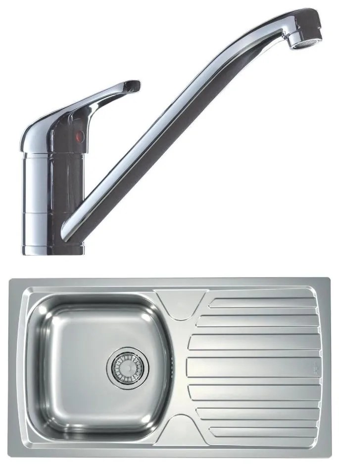 ALVEUS SETA259 - Кухненска мивка BASIC+смесител за мивка RIVIERA 14,8cm сатен/хром