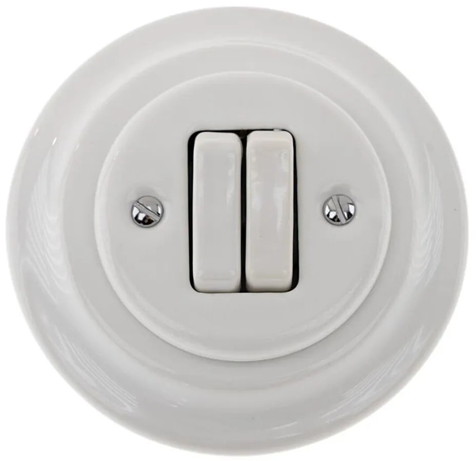 Bohemia-Design - Порцеланов ретро двоен ключ с рамка № 6+6, бял