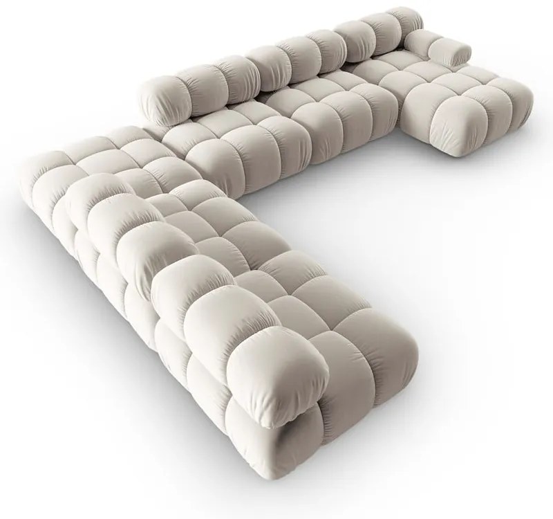 Бежов кадифен модулен ъглов диван (ляв ъгъл/U форма) Bellis – Micadoni