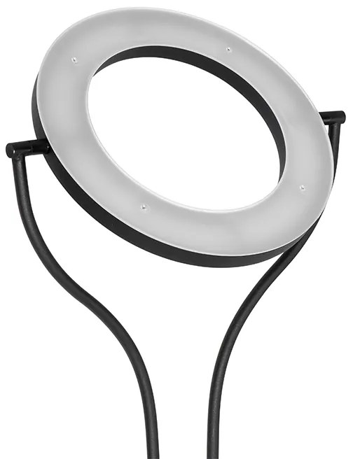 Модерна подова лампа черна с лампа за четене с LED и димер - Divo