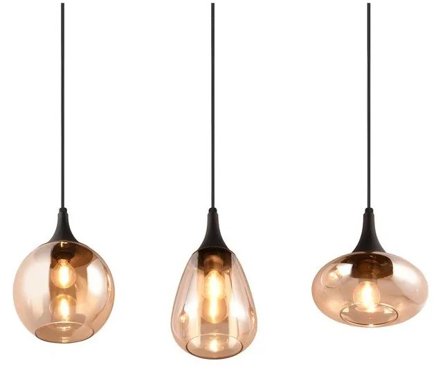 Черно-оранжева висяща лампа със стъклен абажур Lumina - Trio