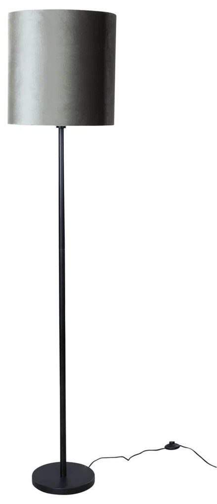 Подова Лампа Черна с Кадифена Абажура в Зелен Цвят 40см - Simplo