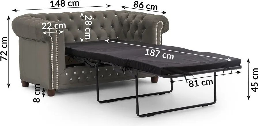 Сив кадифен разтегателен диван 148 cm York Blik – Ropez