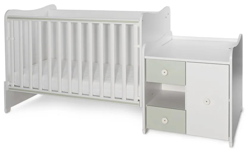 LORELLI Classic Трансформиращо се легло-люлка 190/72 см. MINI MAX БЯЛО/MILKY GREEN
