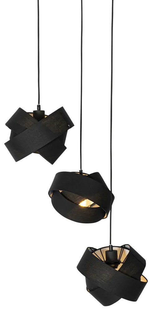 Модерна висяща лампа черна 3-светлина - Cloth