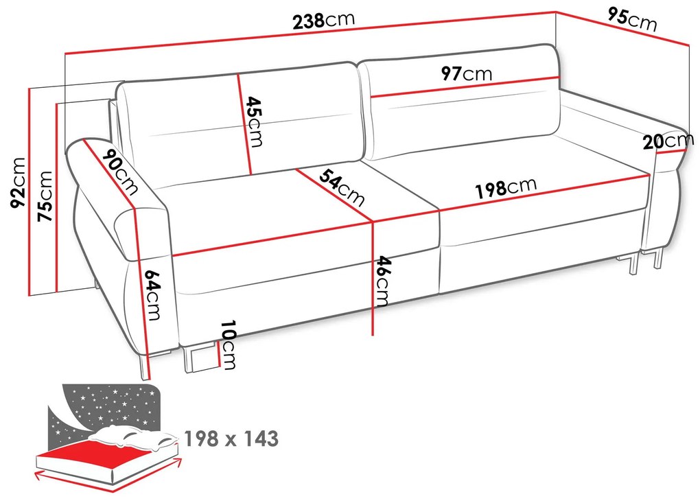 Диван Mormi двуместен-Светлосив