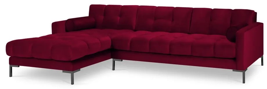 Ъглов диван от червено кадифе , ляв ъгъл Bali - Cosmopolitan Design