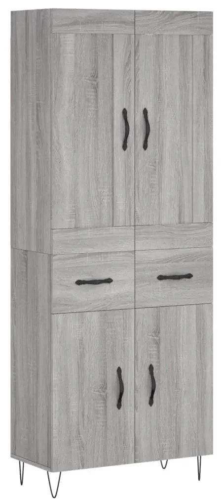 3199911 vidaXL Висок шкаф, сив сонома, 69,5x34x180 см, инженерно дърво