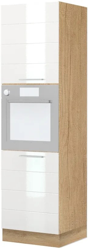 Висок подов шкаф за фурна Hudson K21-60-2KR-Walnut - White