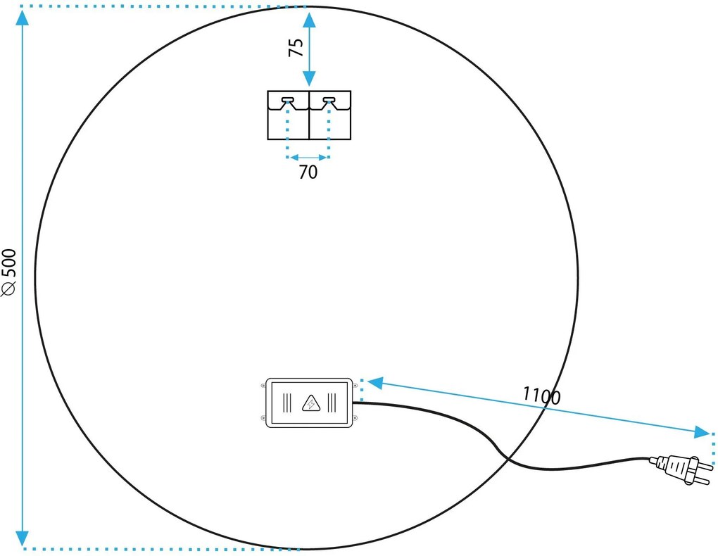 Огледало LED 50cm BAS P11239