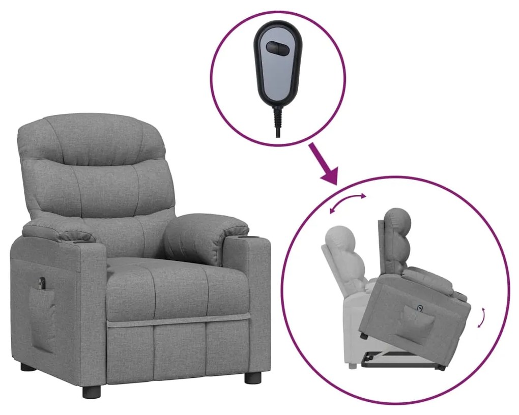 3143529 vidaXL Изправящ стол, светлосив, текстил