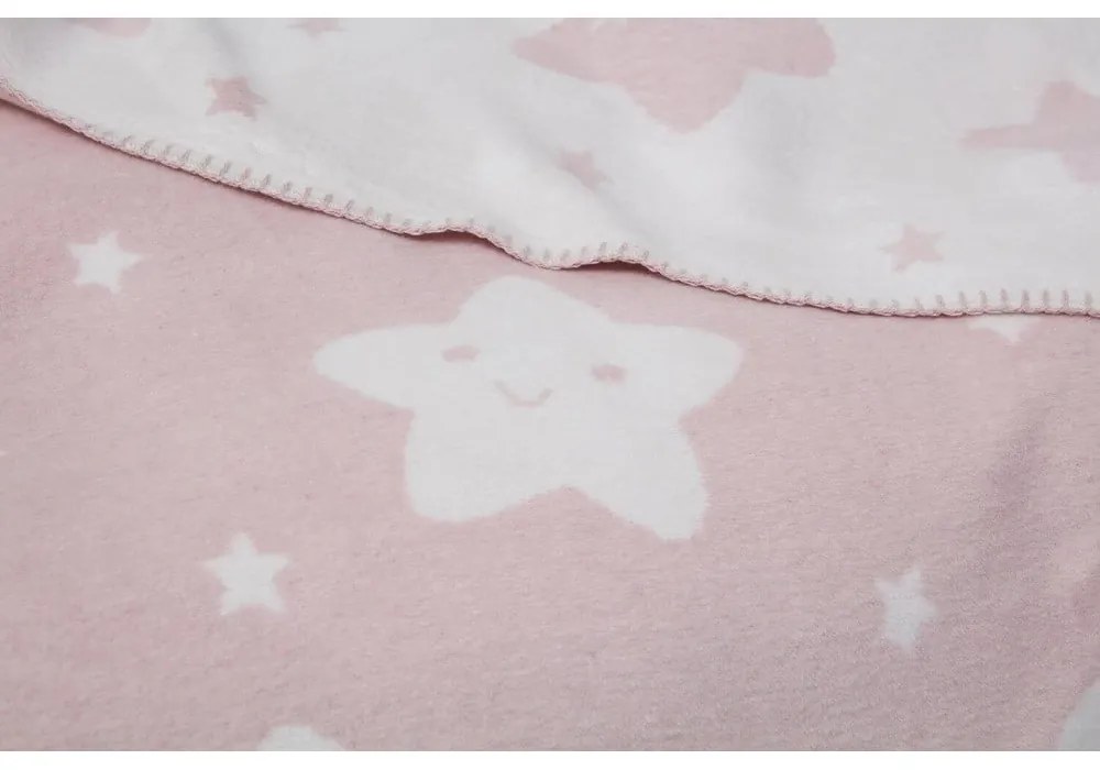 Светлорозово бебешко одеяло от флийс 100x120 cm Star – Mijolnir