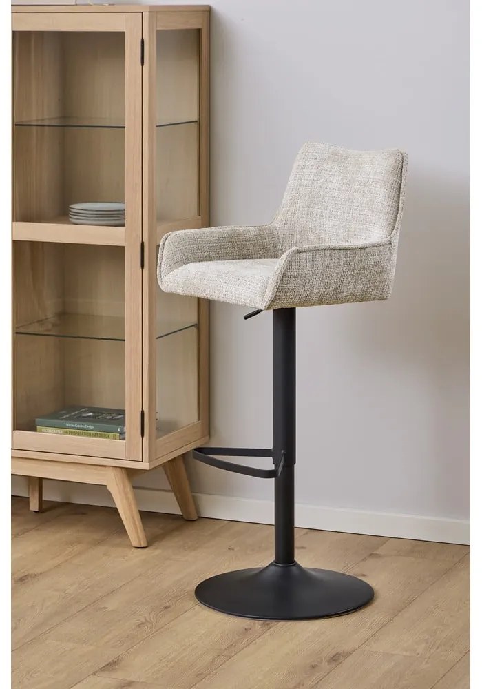 Бежов бар стол с регулируема височина с подлакътници (височина на седалката 85 cm) Eddie – Actona