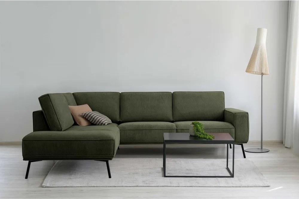 Тъмнозелен шенилов ъглов диван (ляв ъгъл/L форма) Amsterdam – Scandic