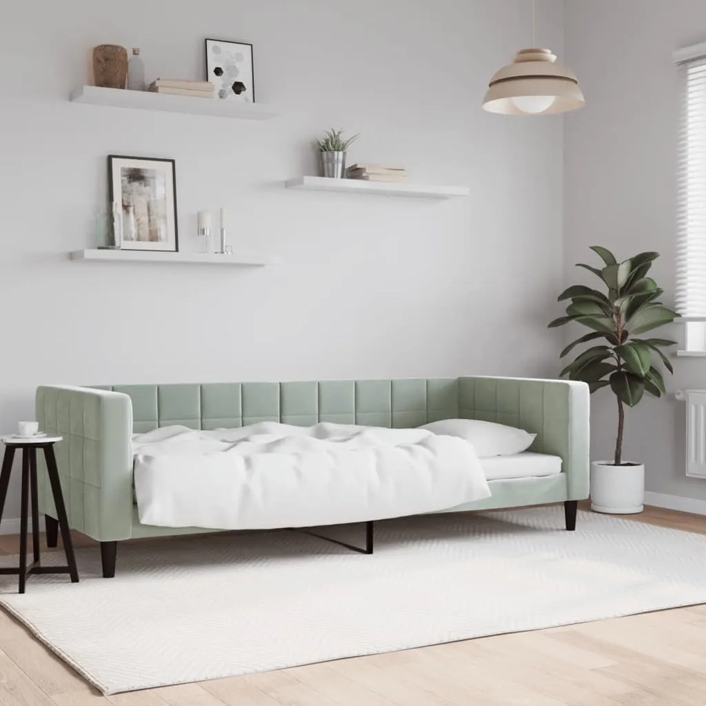 354001 vidaXL Кушетка, светлосива, 80x200 см, кадифе