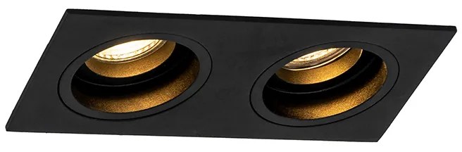 Квадратен вграден прожектор черен регулируем 2-светлина - Chuck