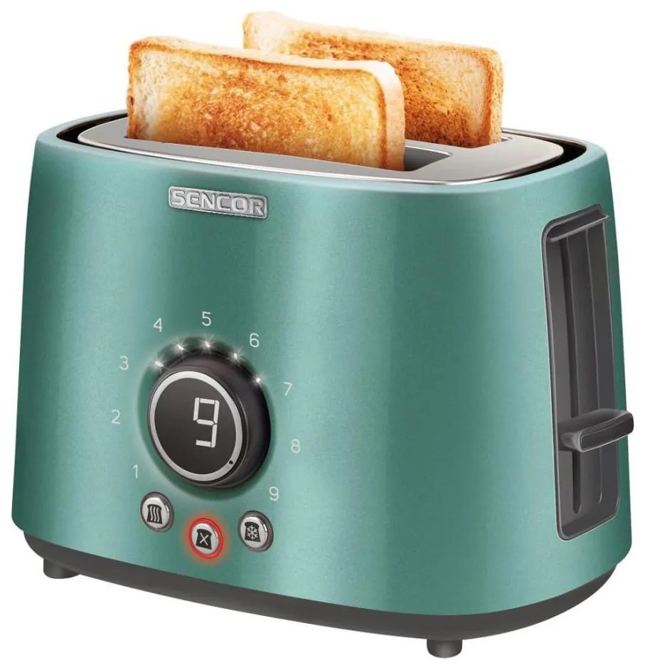 Sencor - Тостер с два отвора и решетка за подгряване 1000W/230V ментов цвят