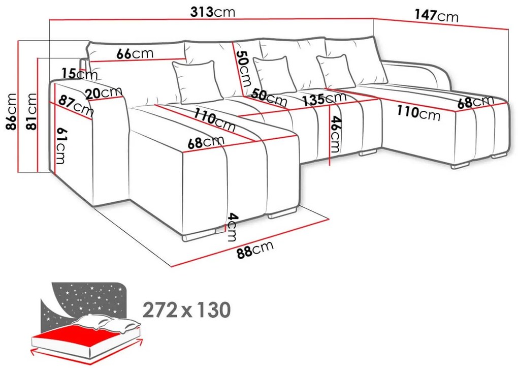 Ъглов диван Pufetto U-Гнила ябълка