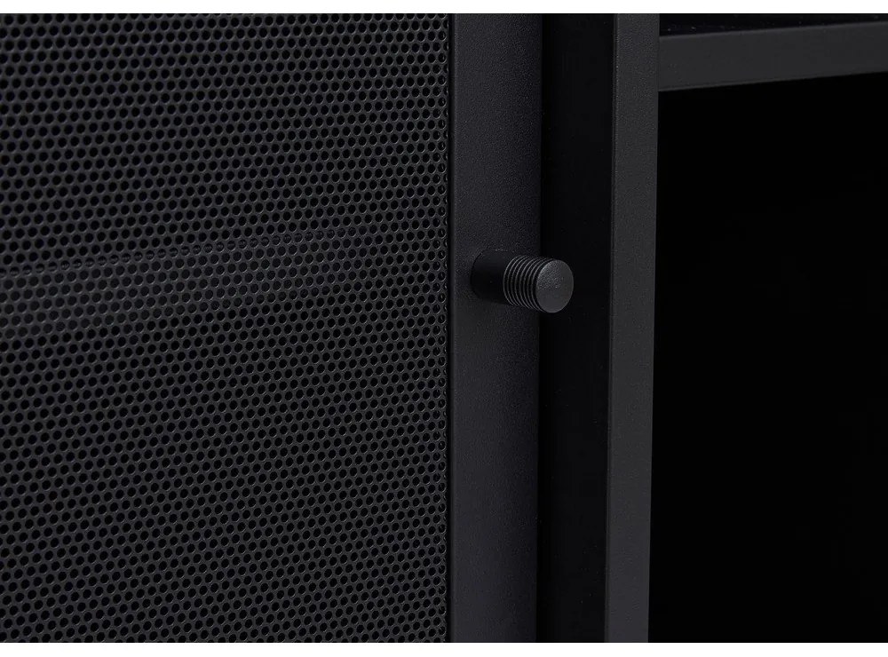 Черен метален скрин с плъзгащи се врати 160x75x46 cm Veep – Unique Furniture
