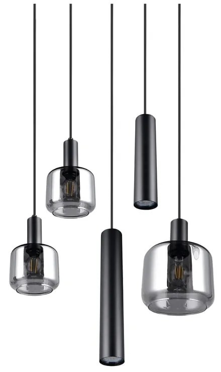 Черно висящо осветително тяло с метален абажур/със стъклен абажур ø 40 cm Mataro – Trio