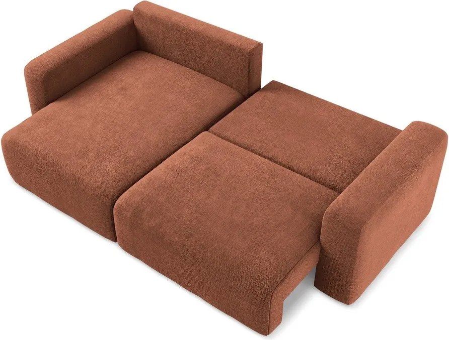 Теракотен шенилов сгъваем/с място за съхранение ъглов диван (ляв ъгъл) Kona – Makamii