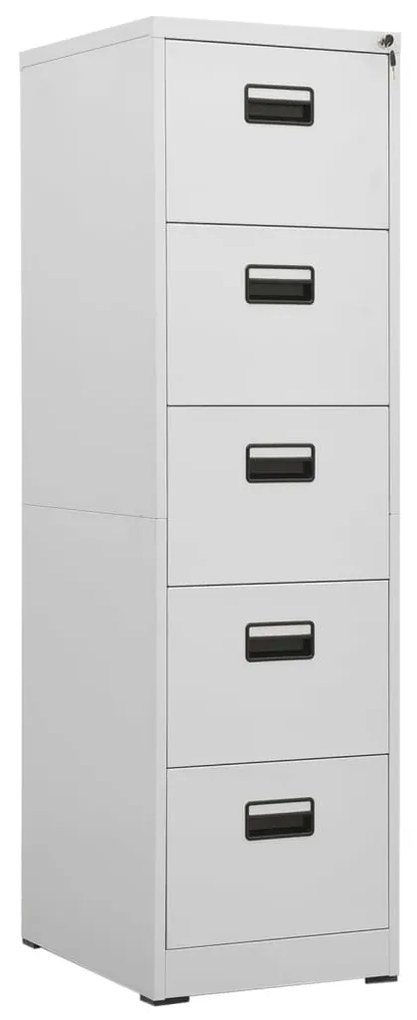 336283 vidaXL Шкаф за папки, светлосив, 46x62x164 cм, стомана