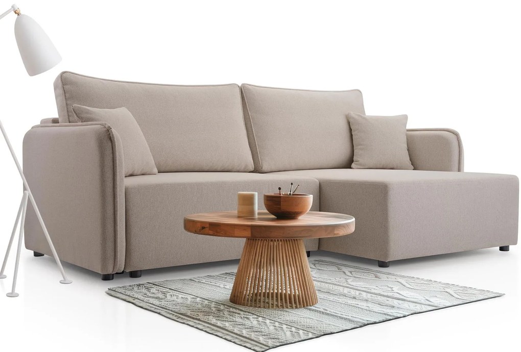 Ъглов диван Melody-Бежово-Десен