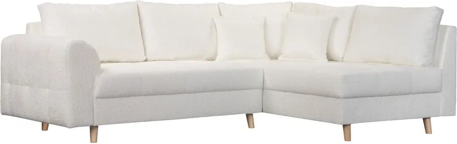 Бял ъглов диван от плат букле (десен ъгъл) Ariella - Ropez