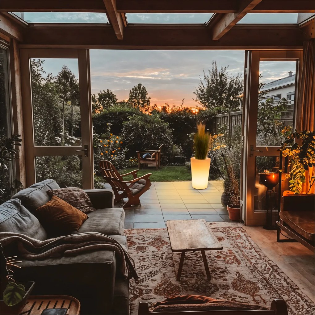 Външна подова лампа бяла 60 см саксия IP44 - Verano