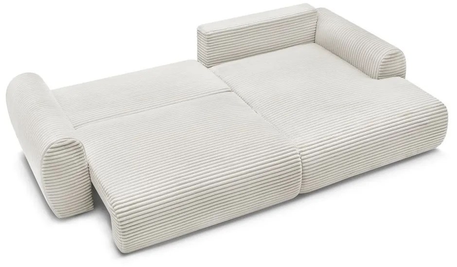 Кремав разтегателен ъглов диван от рипсено кадифе (десен ъгъл) Lucien – Bobochic Paris