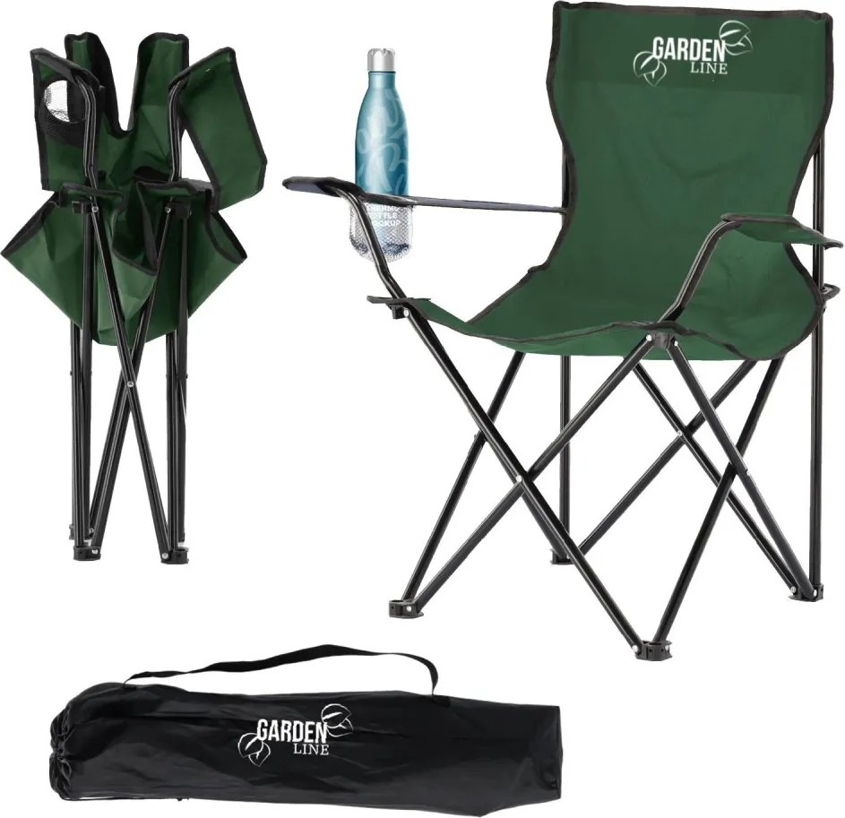 Туристически сгъваем стол зелен