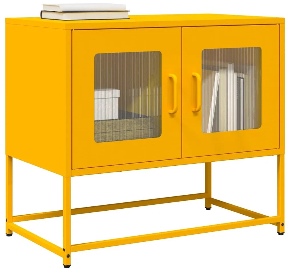 853335 vidaXL ТВ шкаф Горчица Жълто 68x39x60,5 cm Студено валцувана стомана