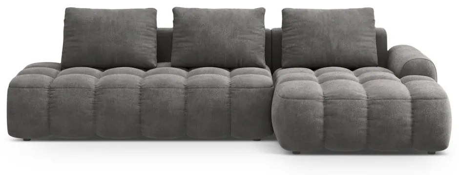 Сив кадифен сгъваем/с място за съхранение ъглов диван (десен ъгъл) Linz – Cosmopolitan Design