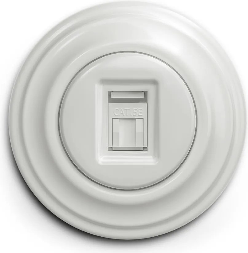 Kliklap - ретро датова розетка с рамка, керамично изпълнение, бяла