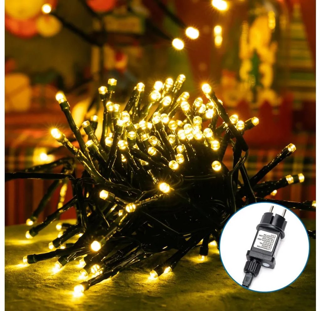 Aigostar - LED външен коледен гирлянд 600 LED/8 режима 18 m IP44 топло бяло