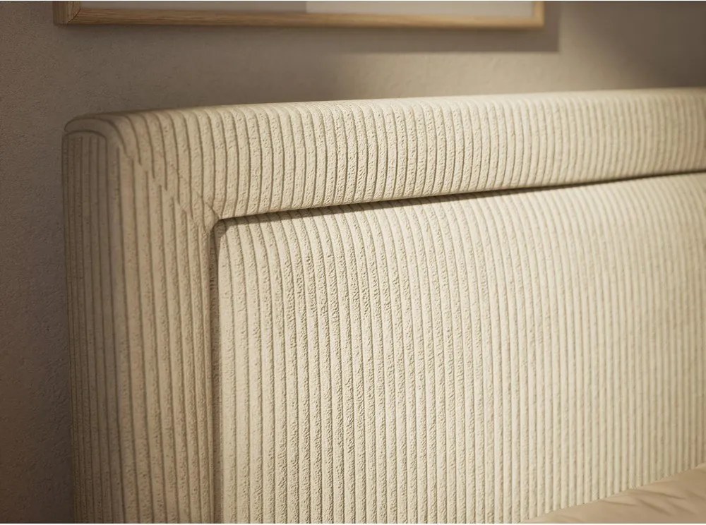 Кремаво боксспринг легло 180x200 cm с място за съхранение Fresco – Maison de Rêve