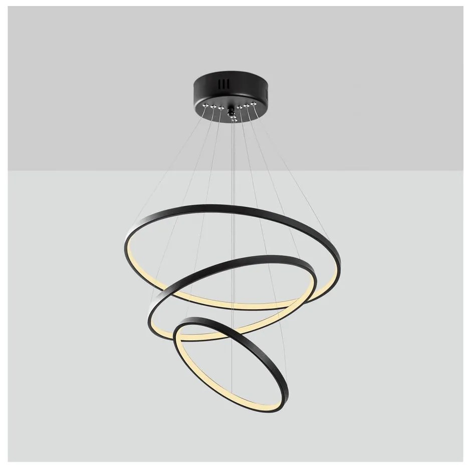 Черно LED висящо осветително тяло ø 50 cm Simit – Opviq lights