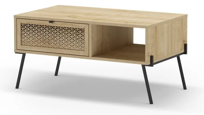 Масичка за кафе в дъбов декор в естествен цвят 60x100 cm Ecrin - Marckeric