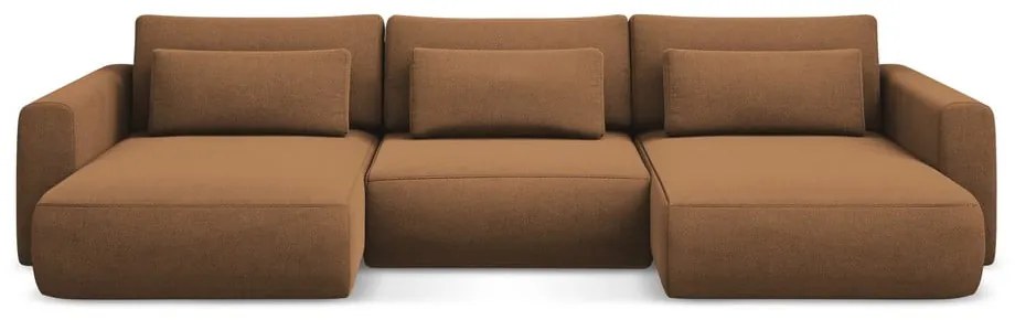 Теракотен разтегателен ъглов диван с място за съхранение (U форма) Kapua – Makamii