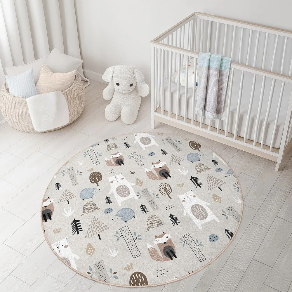 Детски килим подходящ за пране ø150 cm Forest Friends – Mila Home