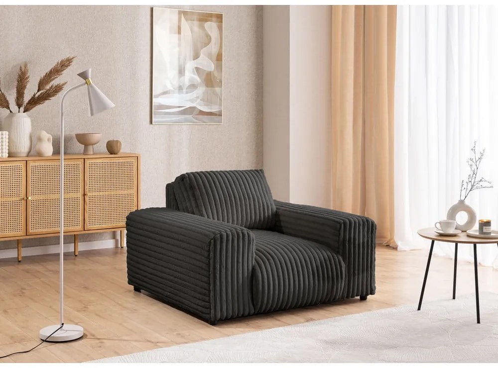 Тъмносиво кресло от рипсено кадифе Justin – Ropez