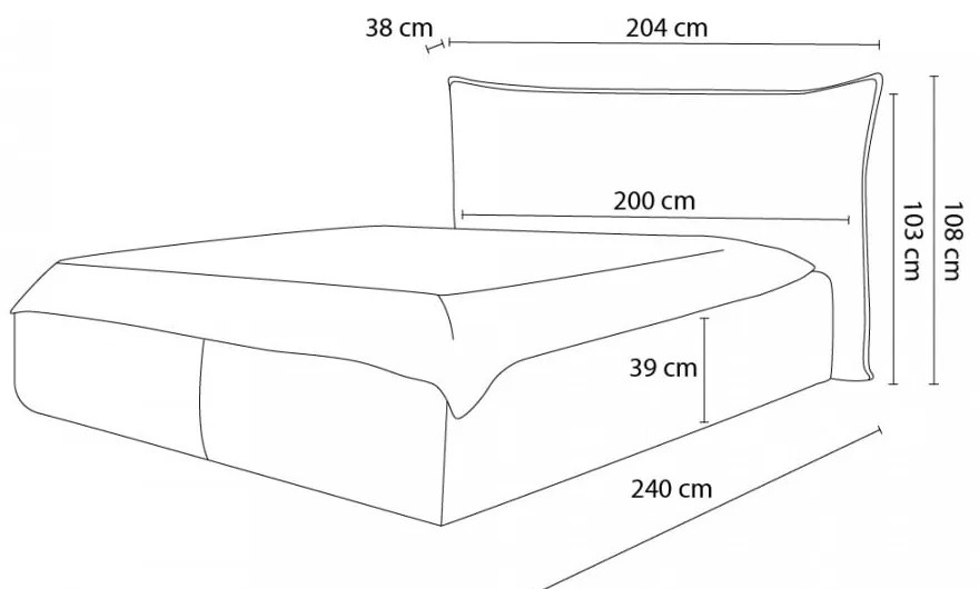 Жълто тапицирано двойно легло с решетка и място за съхранение 180x200 cm Jade - Bobochic Paris