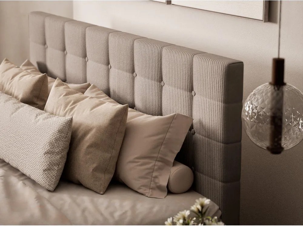 Бежово боксспринг легло 200x200 cm с място за съхранение Tasca – Maison de Rêve