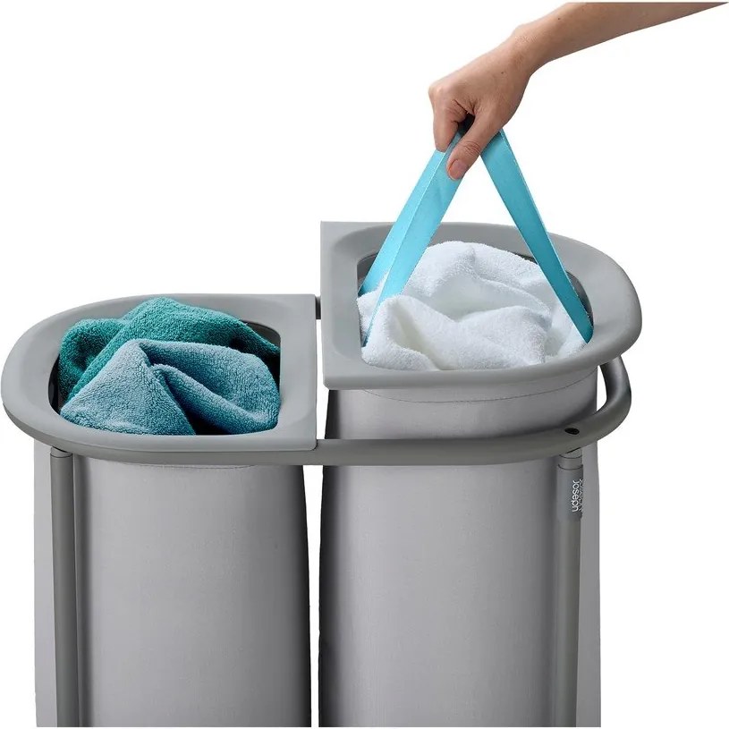 Светлосив текстилен кош за пране 2x40 l Duo – Joseph Joseph