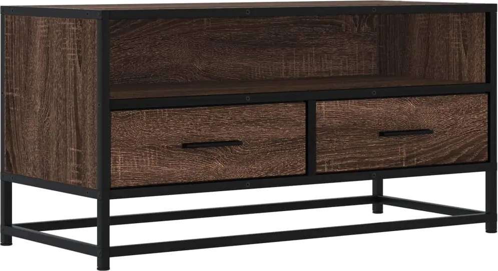 848813 vidaXL ТB шкаф, кафяв дъб, 80x34,5x40 см, инженерно дърво и метал