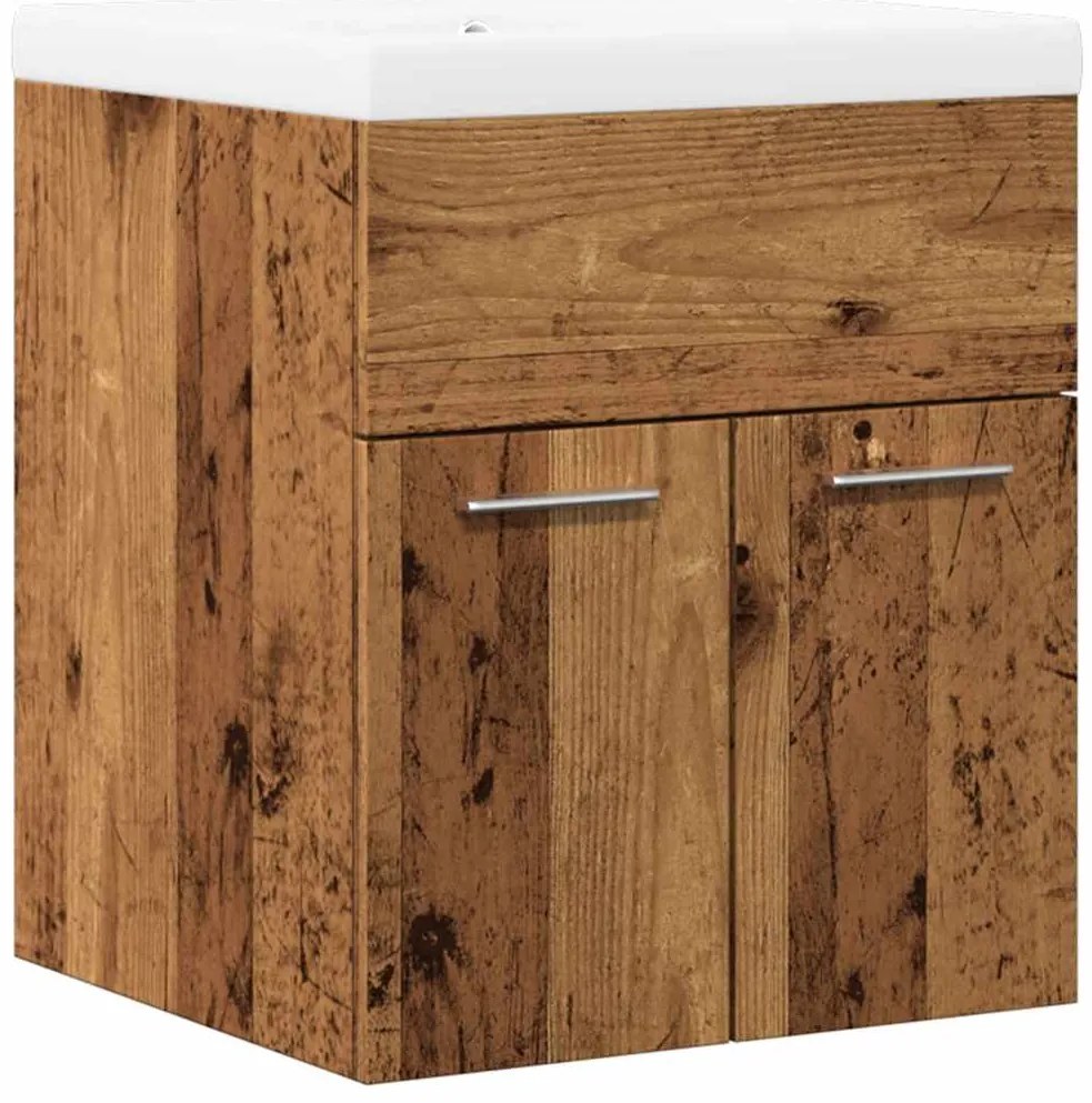 3328581 vidaXL Комплект мебели за баня от 2 части старо дърво инженерно дърво