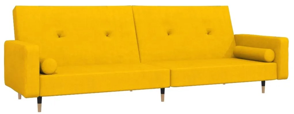 375753 vidaXL 2-местно разтегателно канапе с две възглавници, жълто, кадифе