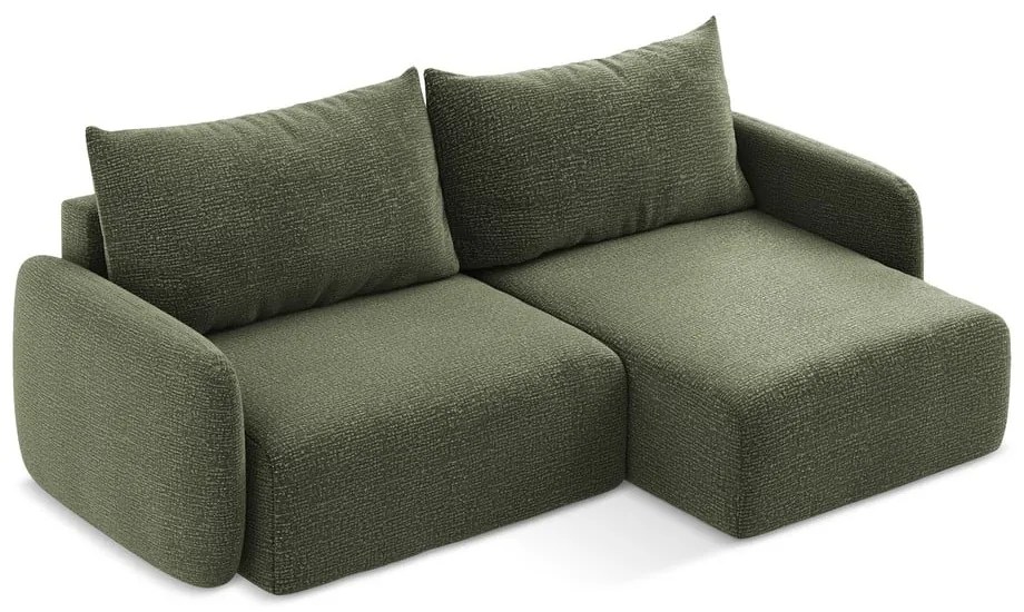 Зелен разтегателен ъглов диван с място за съхранение (десен ъгъл) Kalena – Makamii